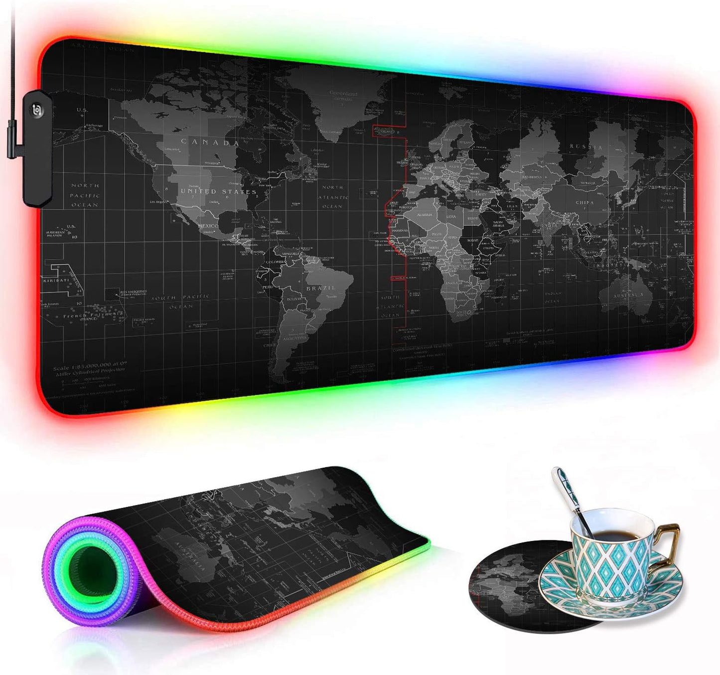 RGB Matte Black Deskmat with RGB Lighting