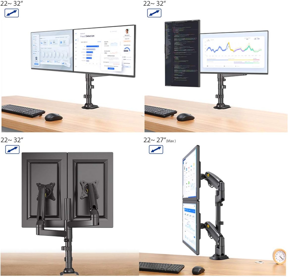 NB H180 Dual Monitor Desk Mount Full Motion Monitor Arm