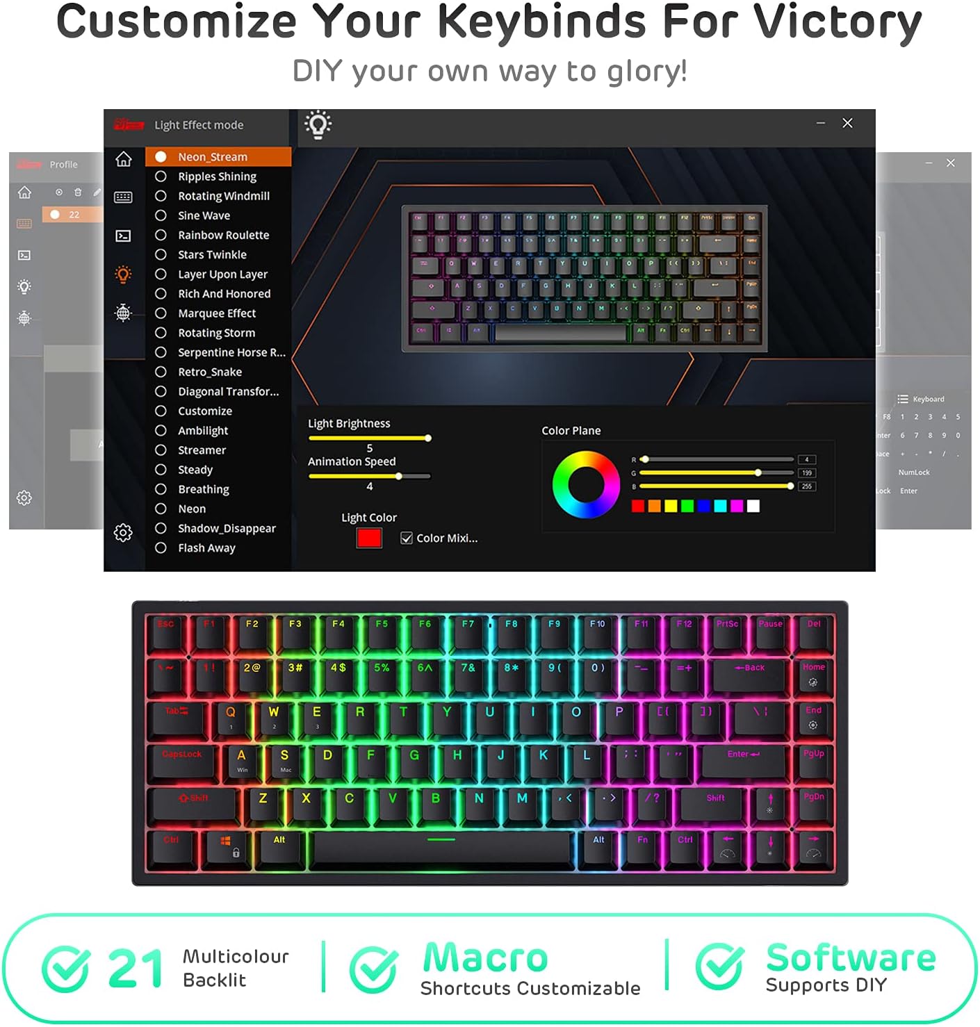 ROYAL KLUDGE RK84 RGB 75% MECHANICAL KEYBOARD