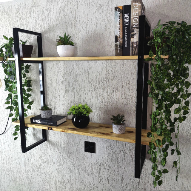 Metal & Wood Dual Hanging Shelf