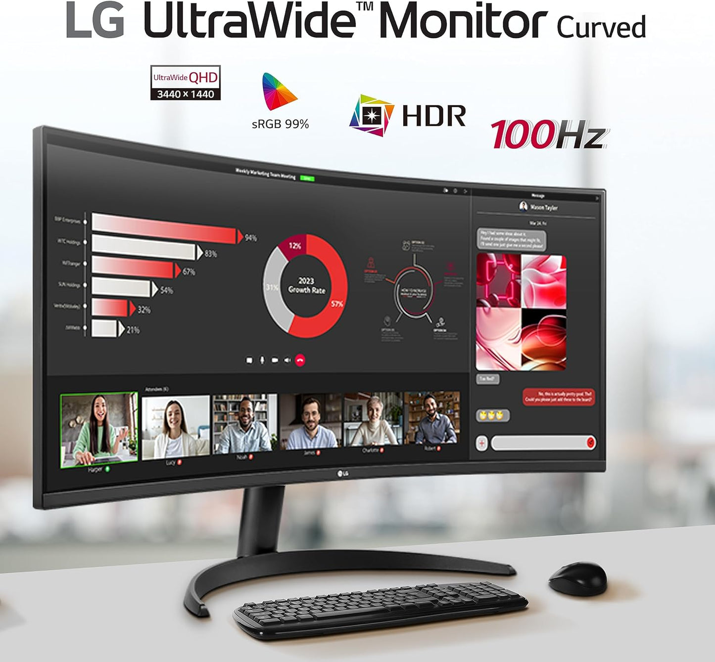 LG 34WR50QC 34" QHD UltraWide Curved Monitor