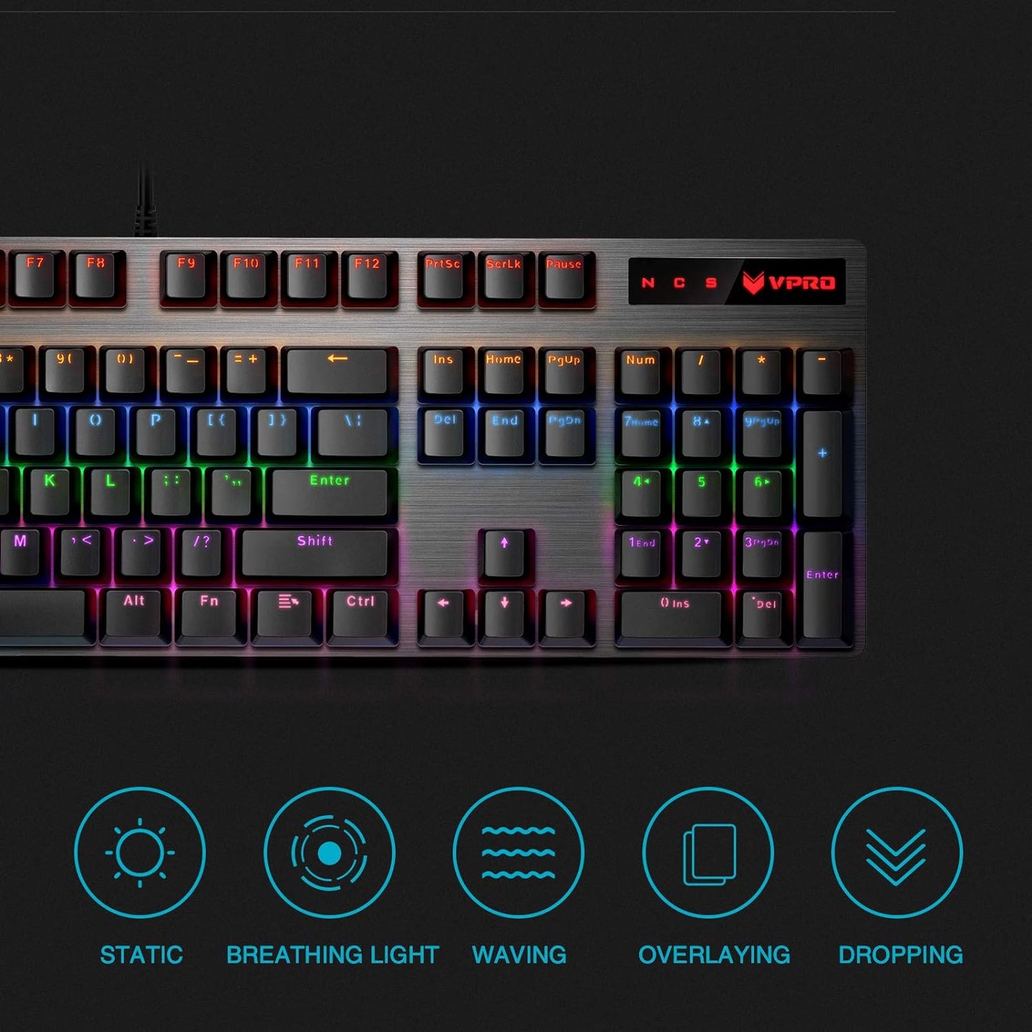 RAPOO V500 PRO Full Size RGB Mechanical Gaming Keyboard