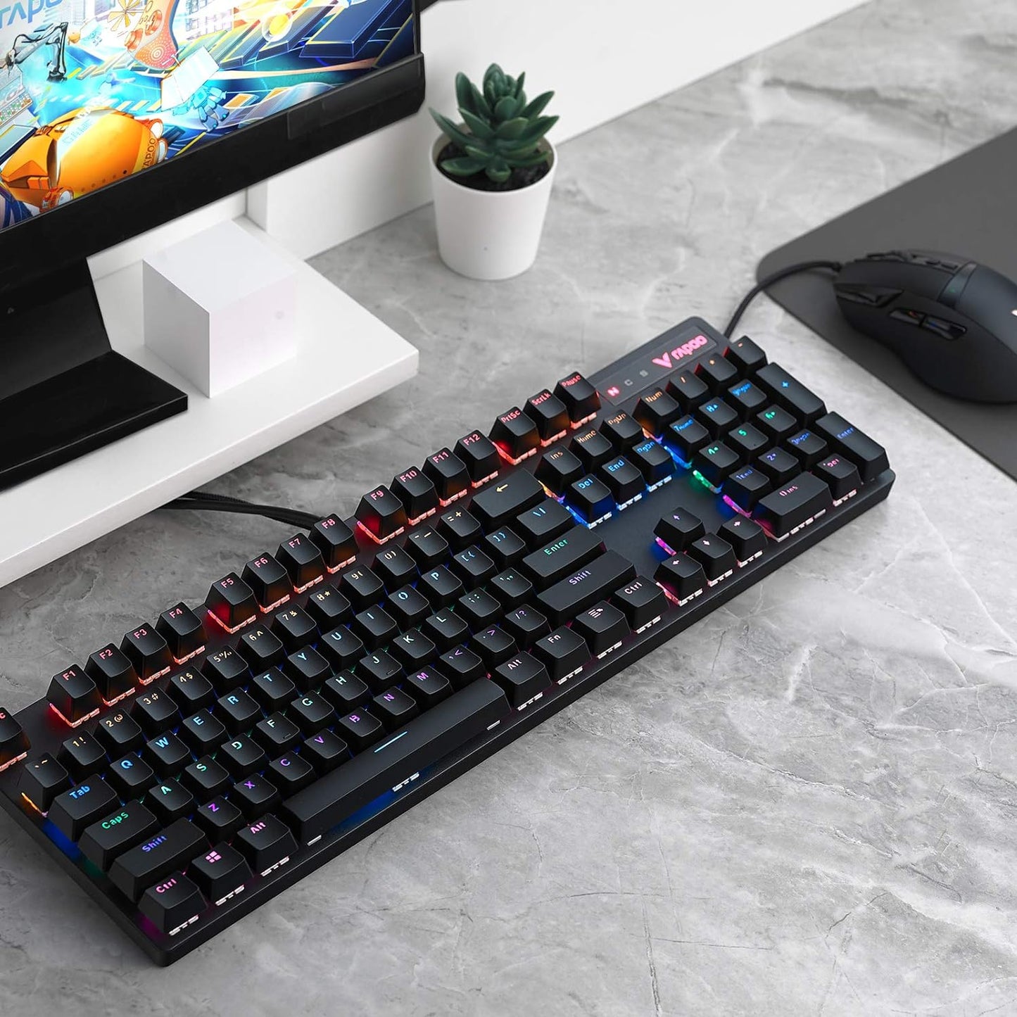 RAPOO V500 PRO Full Size RGB Mechanical Gaming Keyboard
