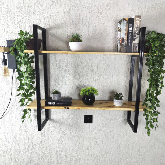 Metal & Wood Dual Hanging Shelf