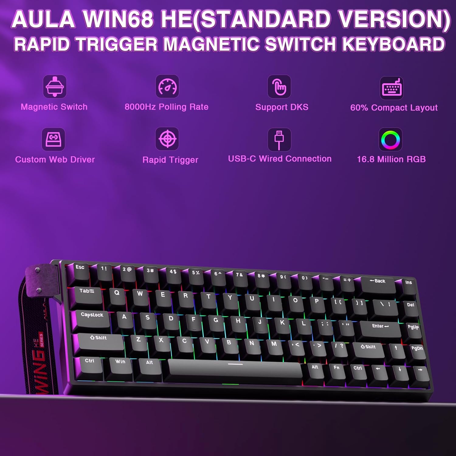 AULA WIN68 HE Rapid Trigger Magnetic Switch Keyboard